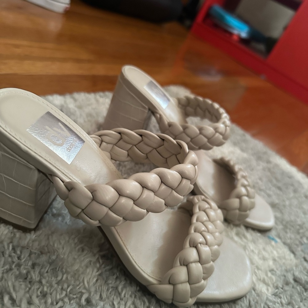 Dolce Vita Strap Cream Heeled Sandals